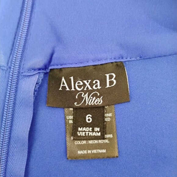 Alexa B Nites Royal Blue Dress Full Length Size 6 Polyester Spandex - Picture 9 of 11